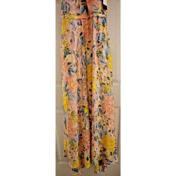 Betsy & Adam Sz 4 Pink Burnout Chiffon Print Halter Dress w/Wrap Skirt $259 - Picture 9 of 16